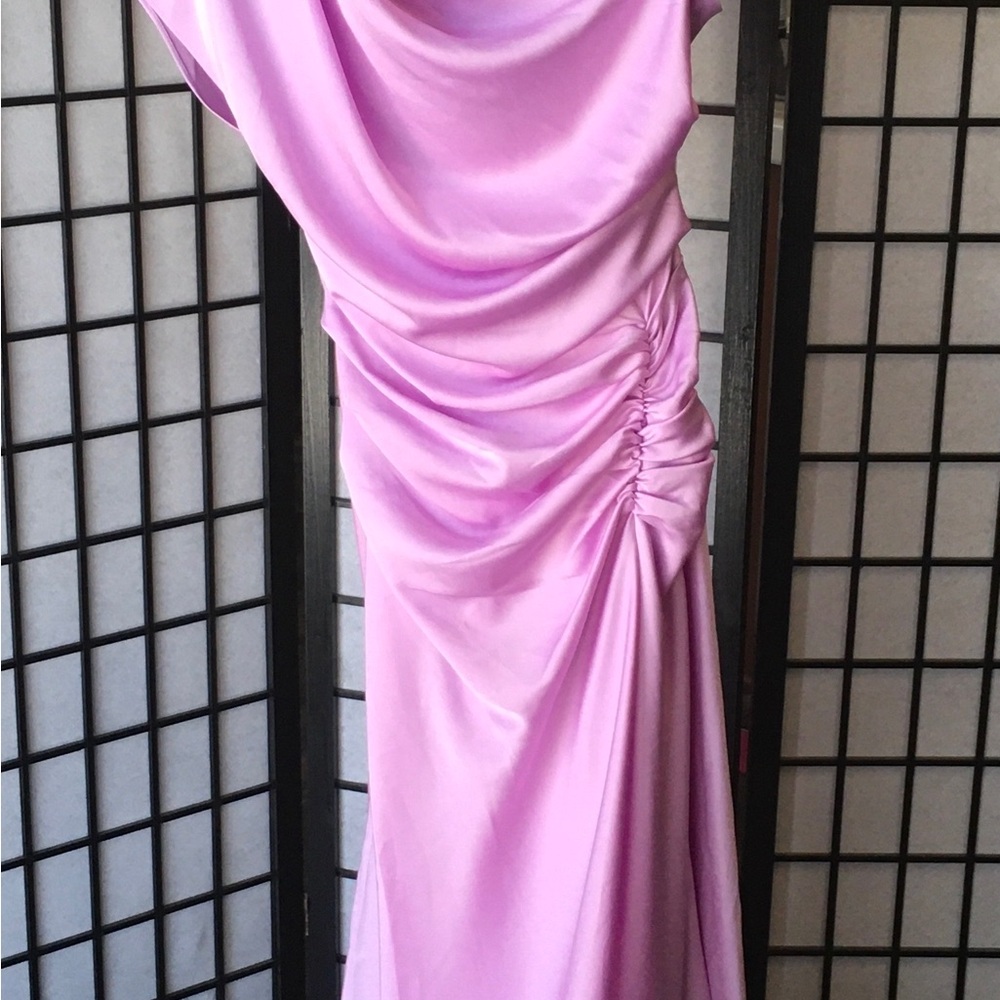 Jonathan Simkhai Lilac Pink Satin Draped Maxi Dress